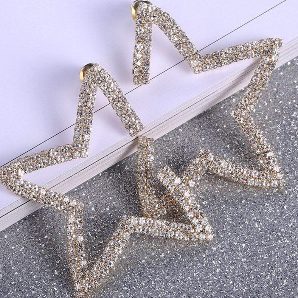 💕 14K Gold Plated Fashion Statement Big CZ Earrings, GPMB1482